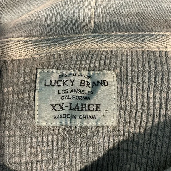 🌹 Lucky Brand Blue Hooded Henley Hoodie - XXL - Picture 4 of 5